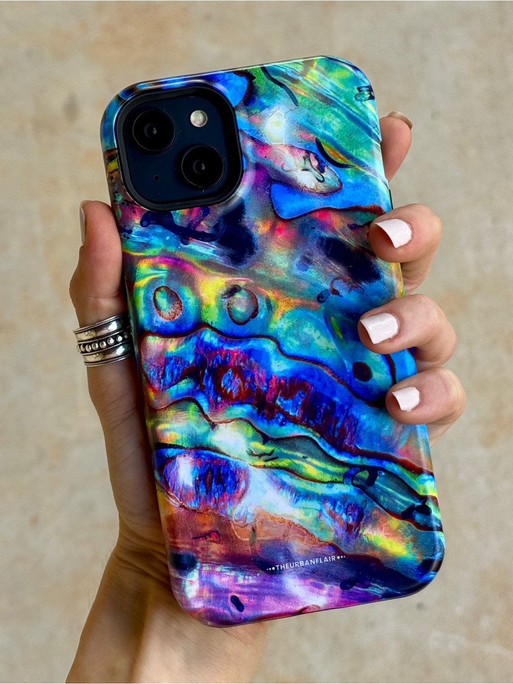 Rainbow Abalone Shell Print Phone Case For iPhone 15 Plus/15 Pro Max